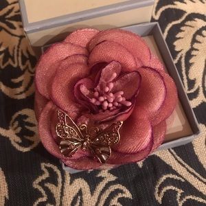🦋 Beautiful Butterfly with silk flower Brooch